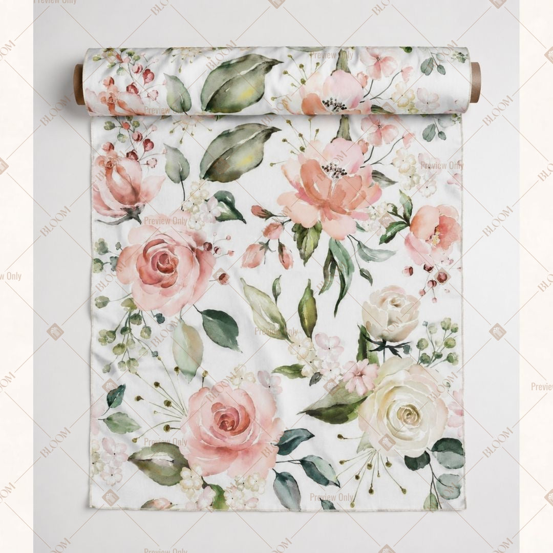 Soft Pink Botanical Fabric Roll Pack of 25