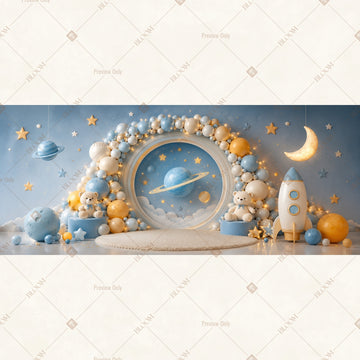 Solar System Space Party Wide Backdrop