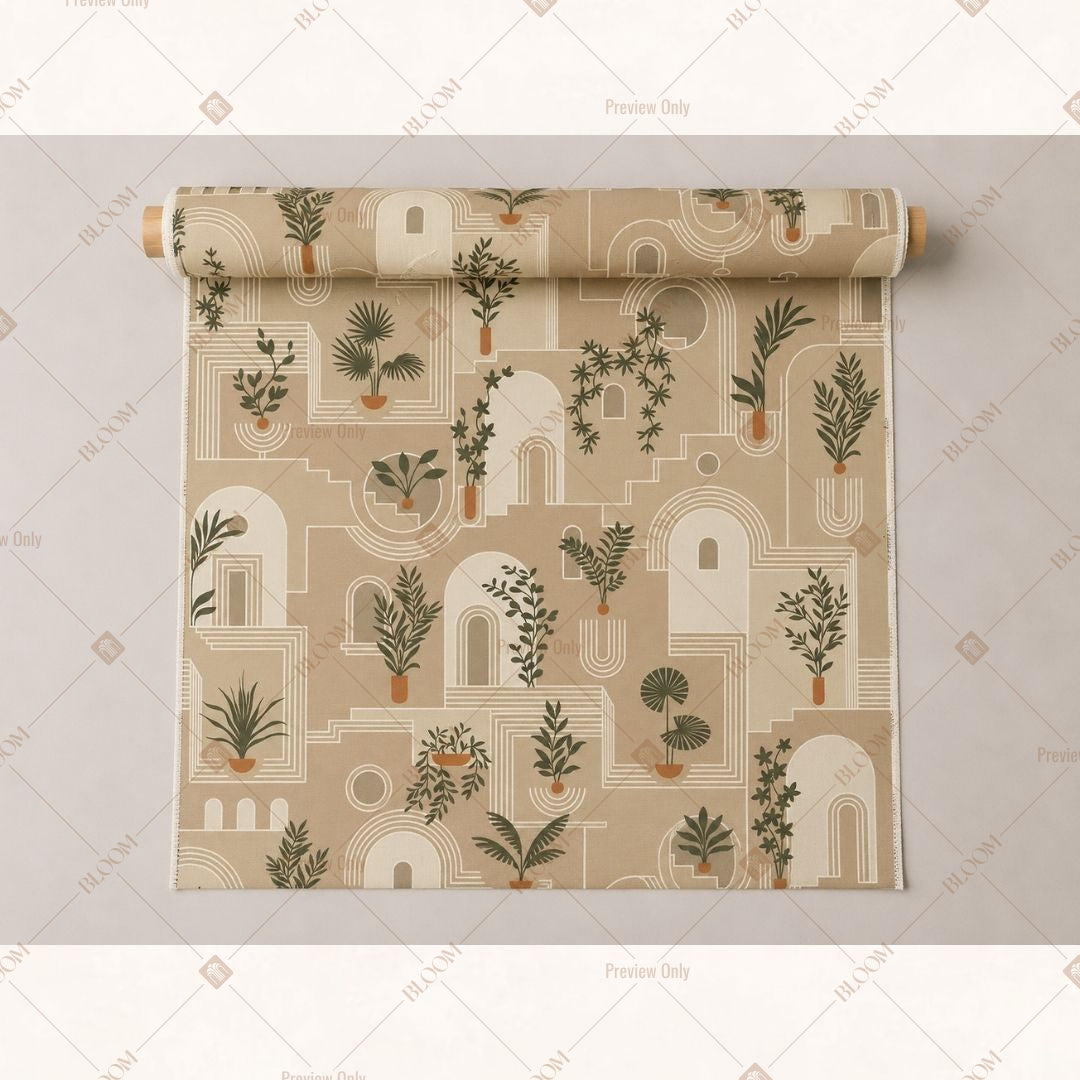 Beige Elephant Print Fabric Pack of 25