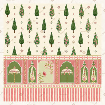 Green Botanical Border Pattern Square Backdrop