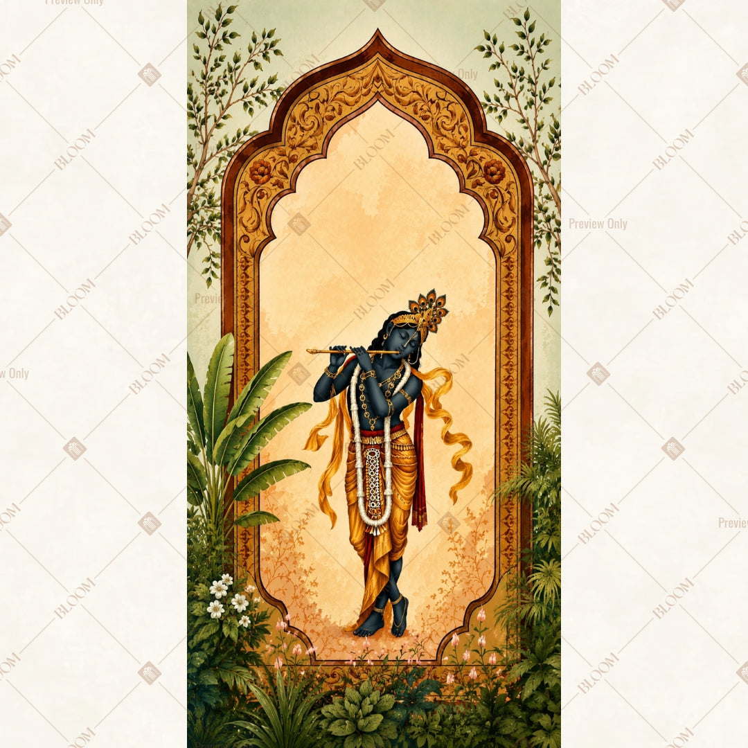 Krishna Temple Arch Vertical Backdrop