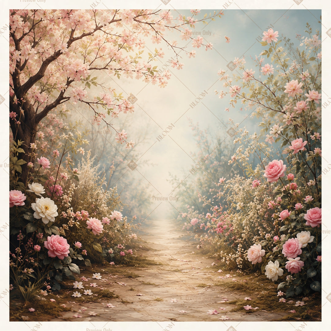 Enchanted Blossom Path Square Backdrop