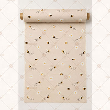 Cream Gold Mini Motif Fabric Roll Pack of 25