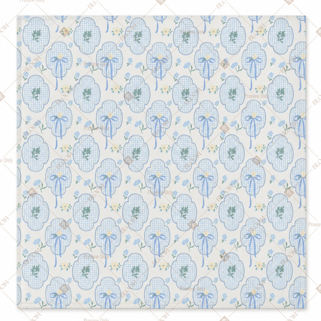 Blue Gingham Bow Napkin Pack of 20
