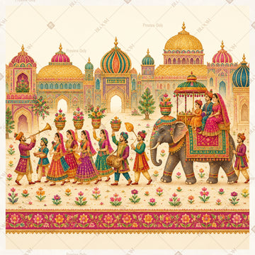Royal Indian Wedding Procession Square Backdrop