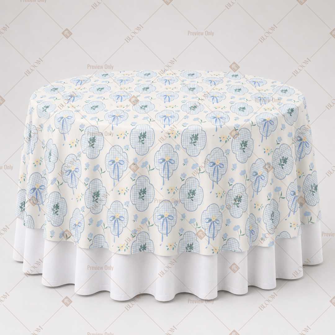 Soft Blue Floral Sprig Table Overlay Pack of 6
