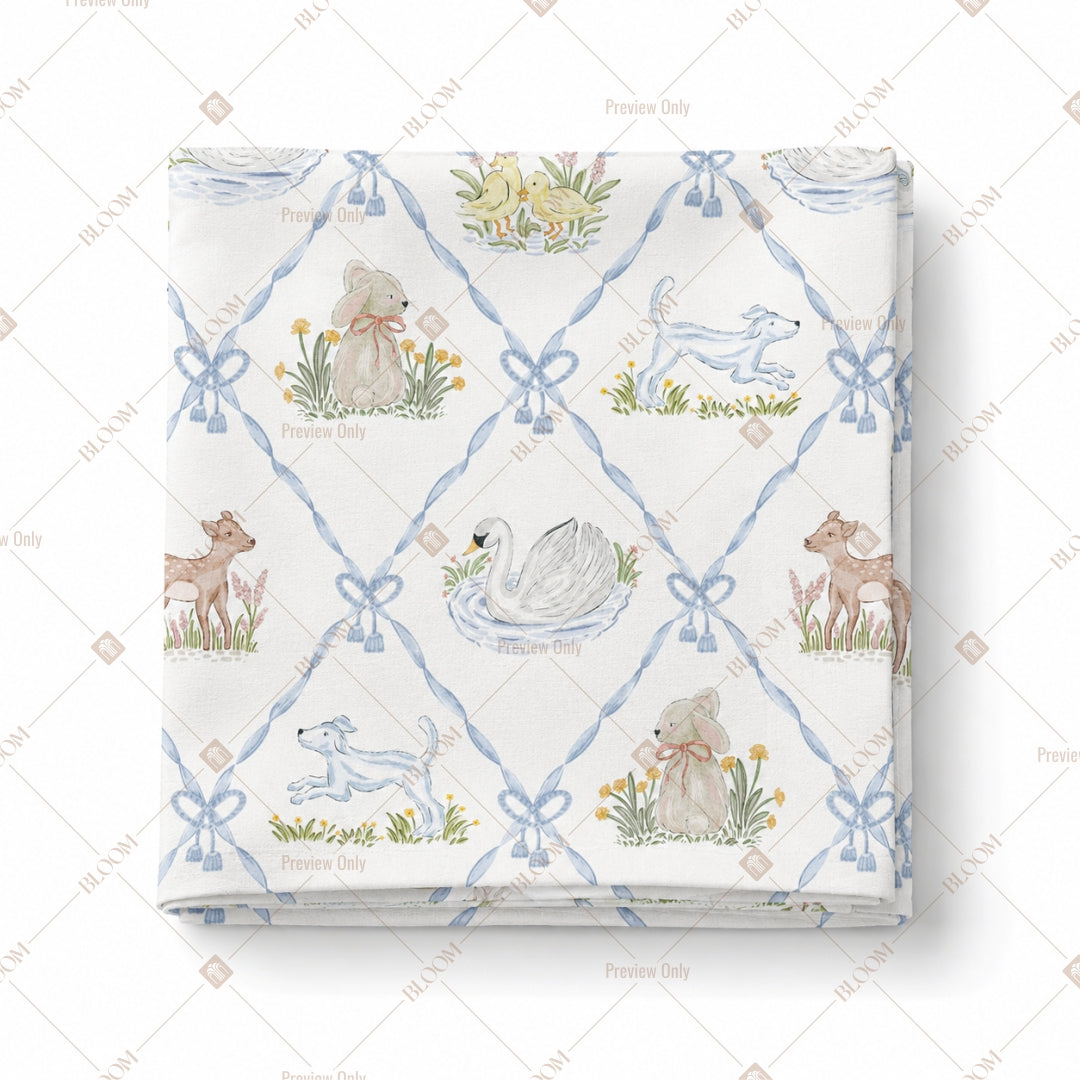 Blue Geometric Floral Pattern Design