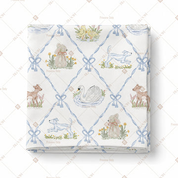 Blue Geometric Floral Pattern Design