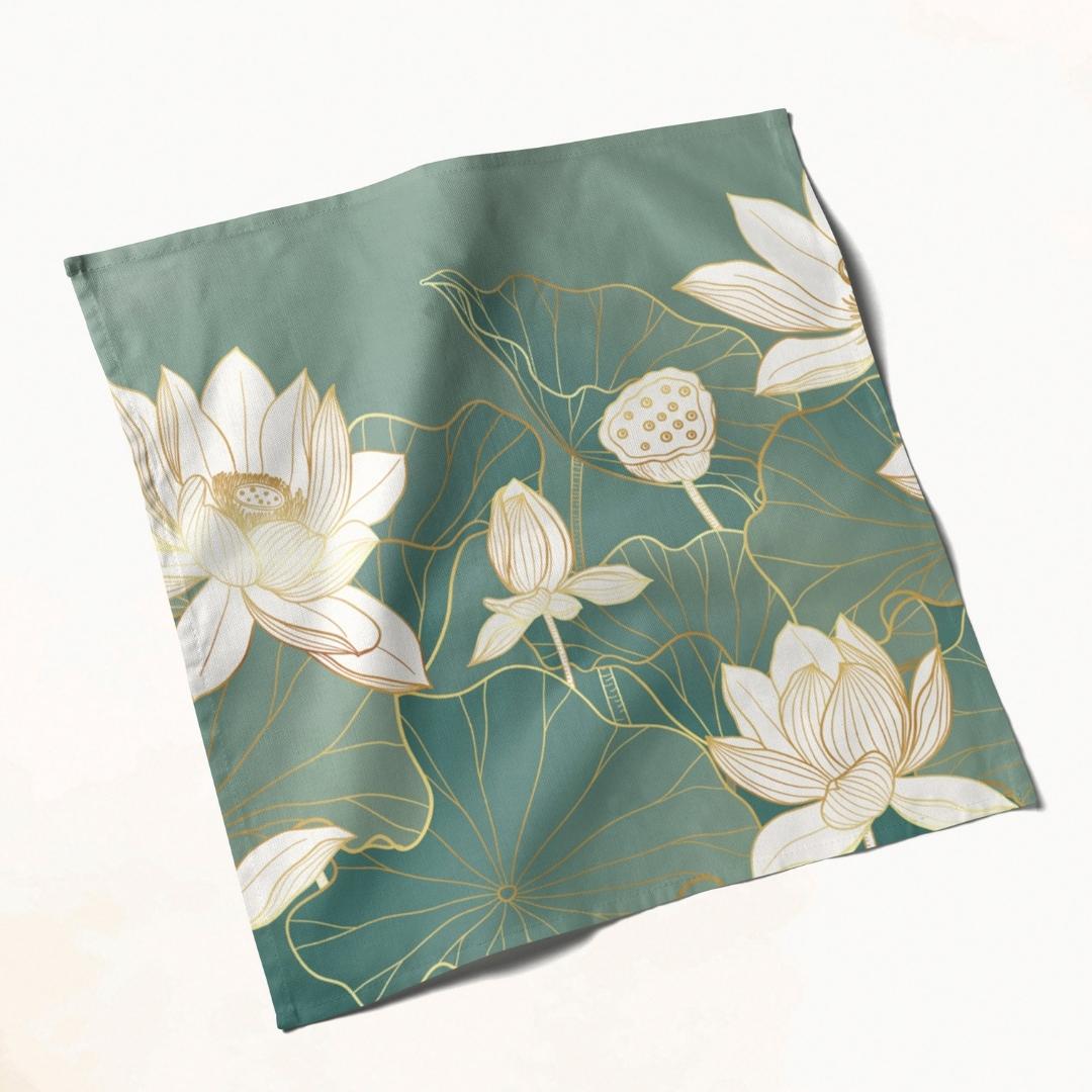 Green Lotus Bloom: Napkins 18" X 18" - Pack Of 20
