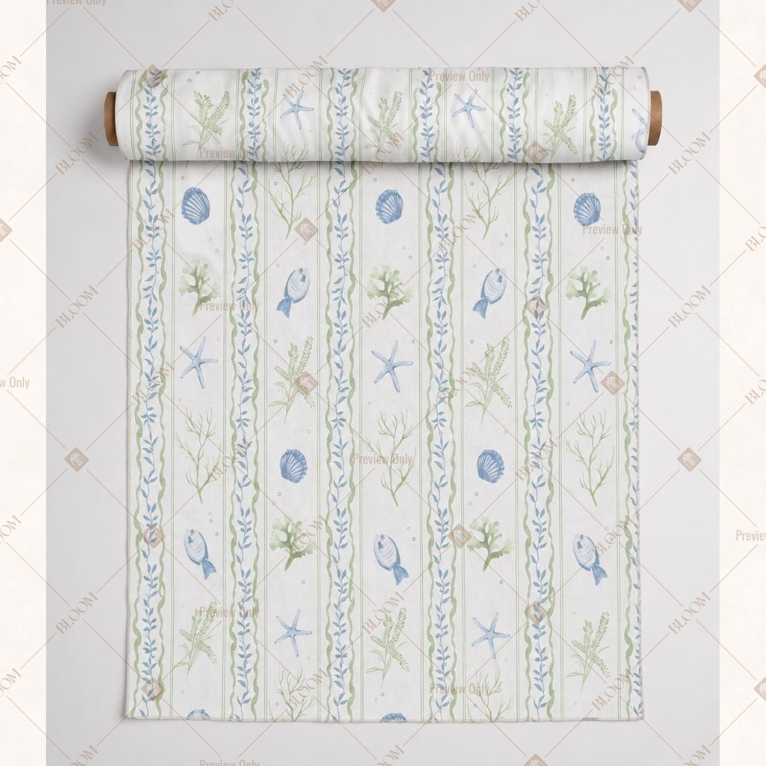 Blue Stripe Floral Fabric Roll Pack of 25