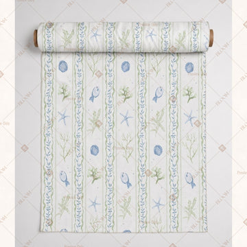 Blue Stripe Floral Fabric Roll Pack of 25