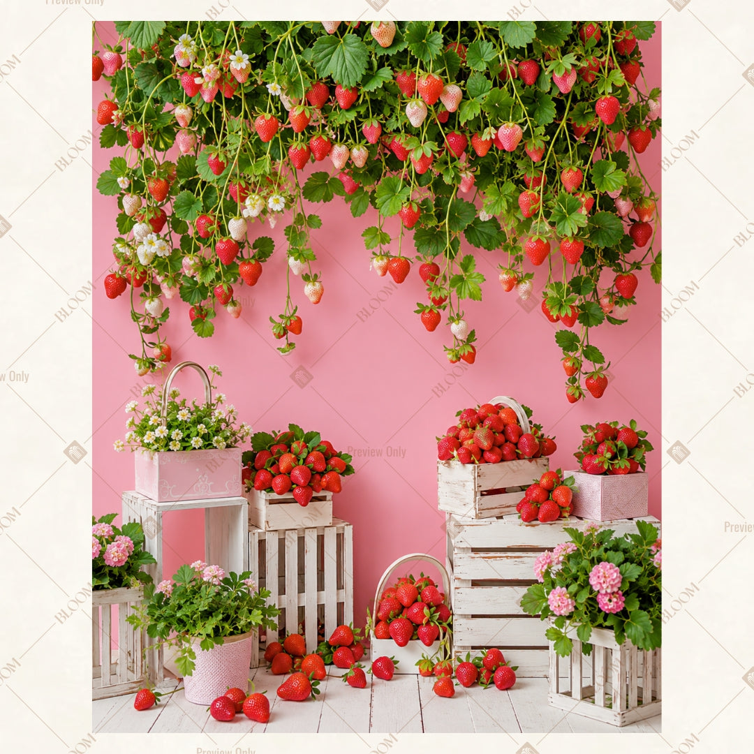 Pink Floral Dessert Party Portrait Rectangle Backdrop