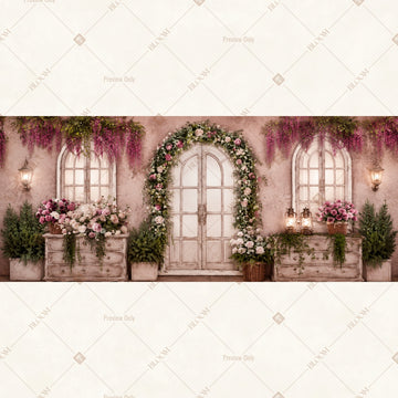 Romantic Floral Window Wide Backdrop