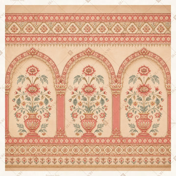Royal Pink Mughal Arch Pattern Square Backdrop