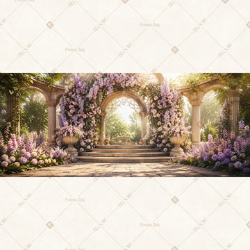 Secret Garden Floral Window Wide Backdrop
