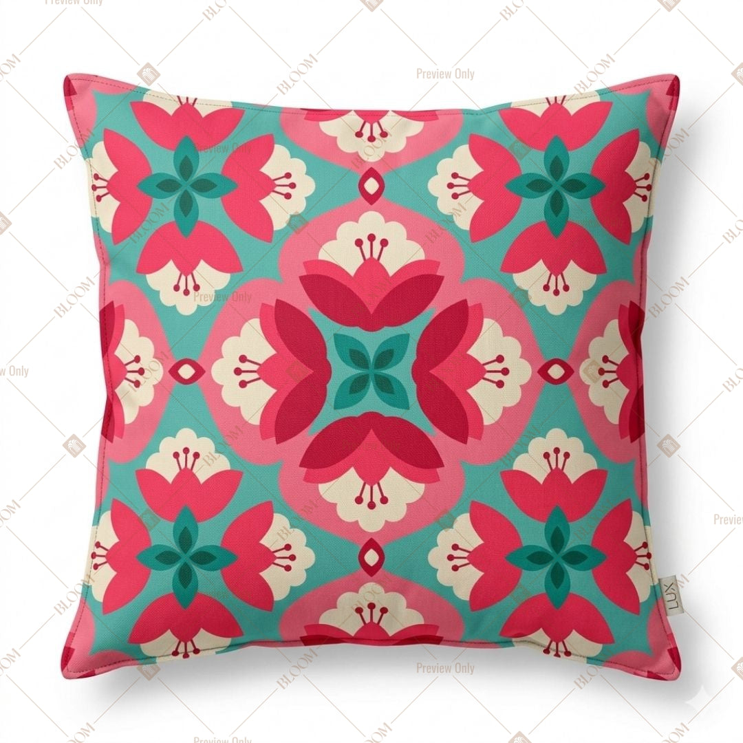 Pink Geometric Floral Cushion Cover Pack of 12