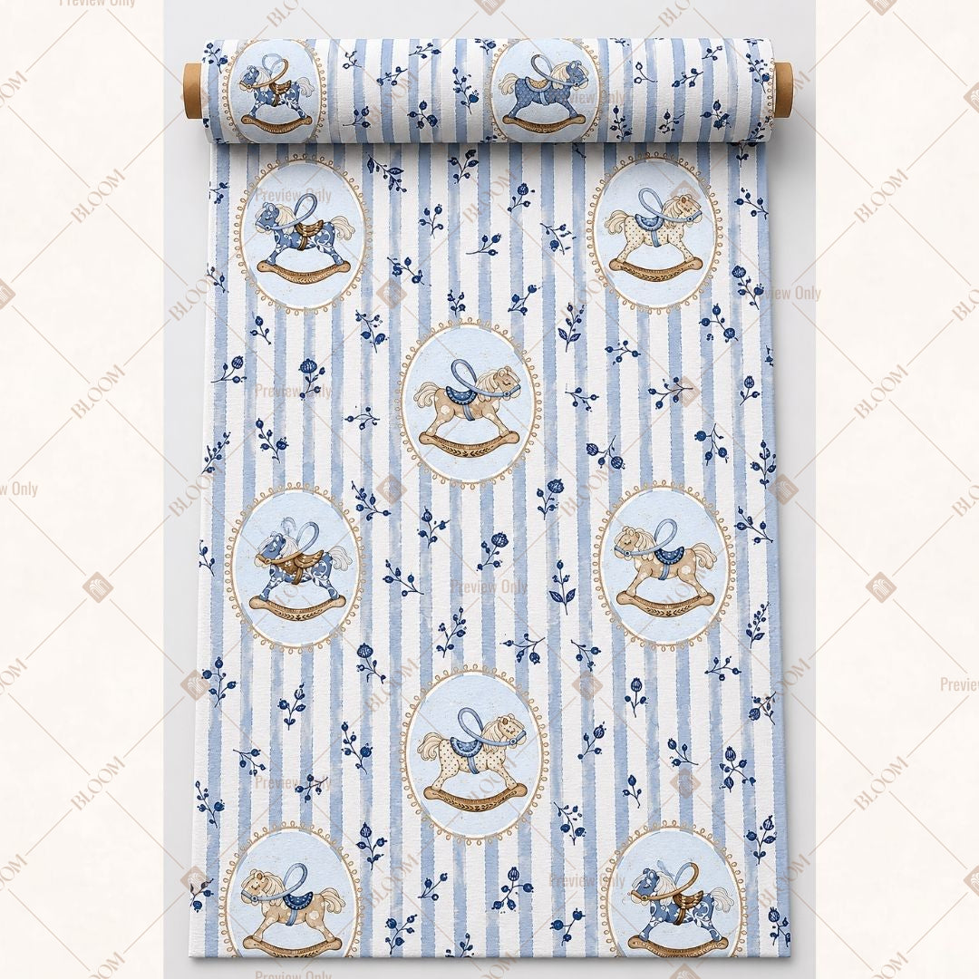 Blue Botanical Stripe Fabric Roll Pack of 25