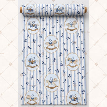 Blue Botanical Stripe Fabric Roll Pack of 25