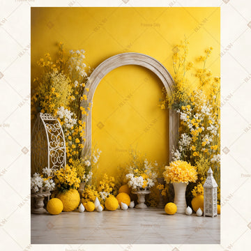Golden Balloon Arch Party Portrait Rectangle Backdrop