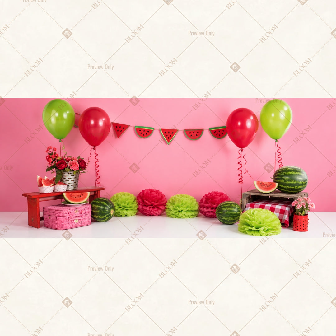 Pink Balloon Birthday Party Wide Backdrop