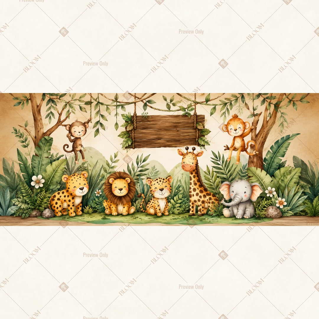 Enchanted Woodland Animals Wide Backdrop