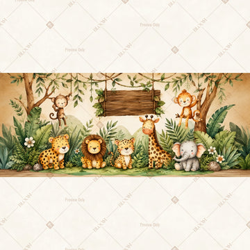 Enchanted Woodland Animals Wide Backdrop