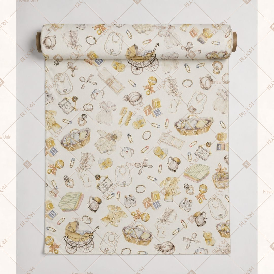 Ivory Gold Botanical Fabric Roll Pack of 25