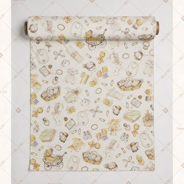 Ivory Gold Botanical Fabric Roll Pack of 25