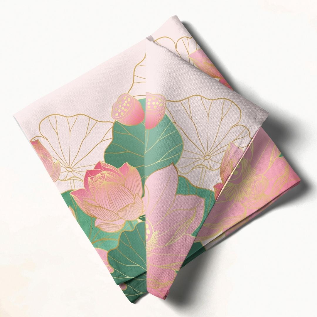 Pink Lotus Elegance: Napkins 18" X 18" - Pack Of 20