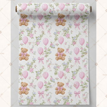 Soft Pink Floral Fabric Roll Pack of 25