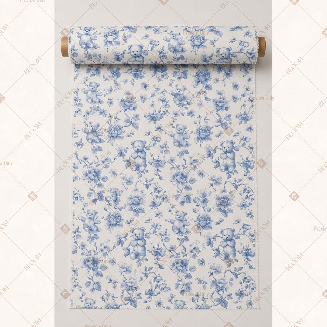 Blue Ditsy Floral Fabric Roll Pack of 25