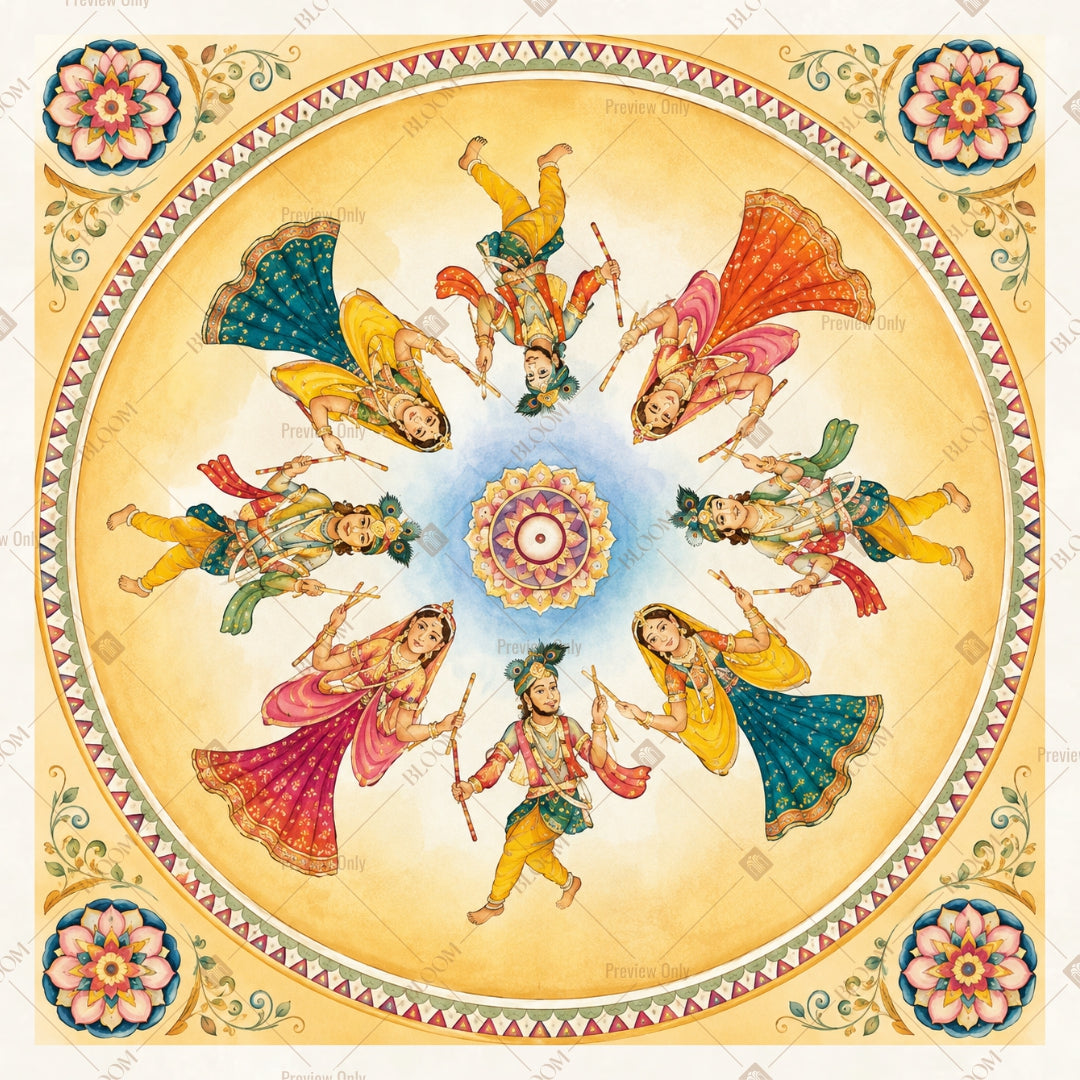 Traditional Indian Folk Mandala Square Backdrop