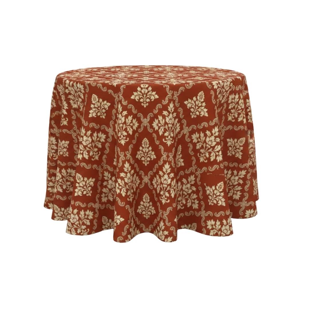 Rust Damask Heritage Round Table Cover - Pack Of 6
