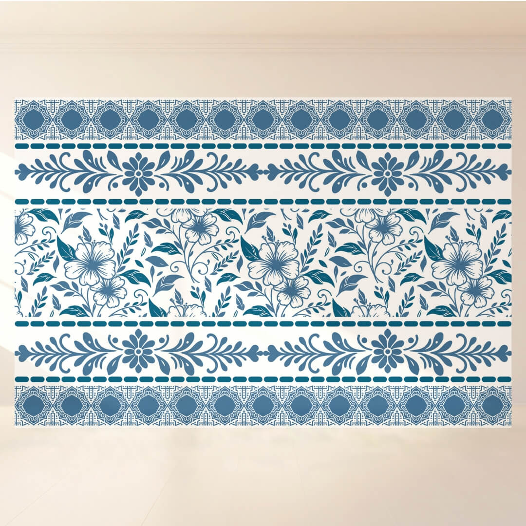 Blue Floral Border Decorative: Backdrop - Landscape