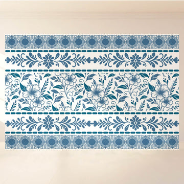 Blue Floral Border Decorative: Backdrop - Landscape