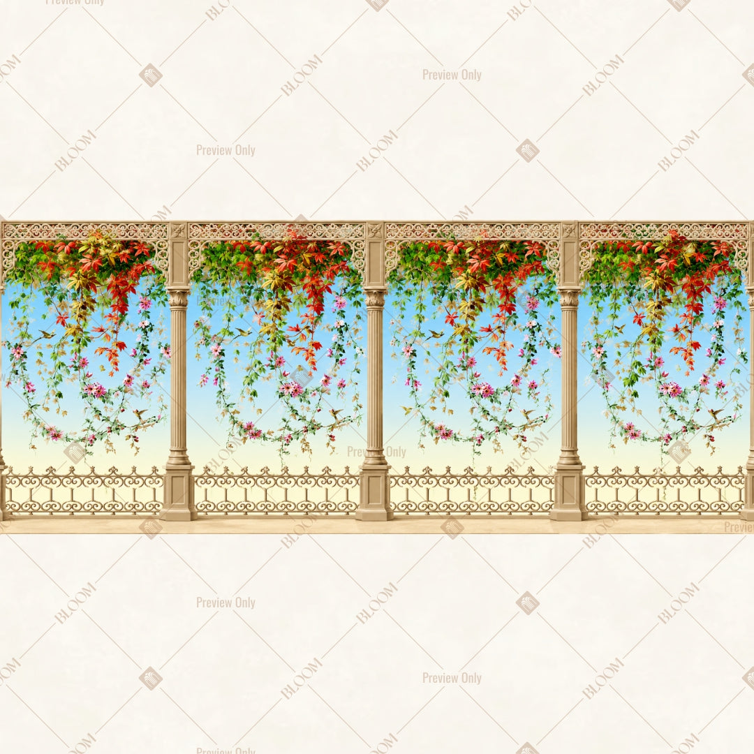 Hanging Floral Border Wide Backdrop