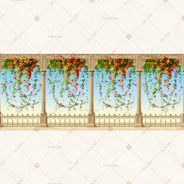 Hanging Floral Border Wide Backdrop