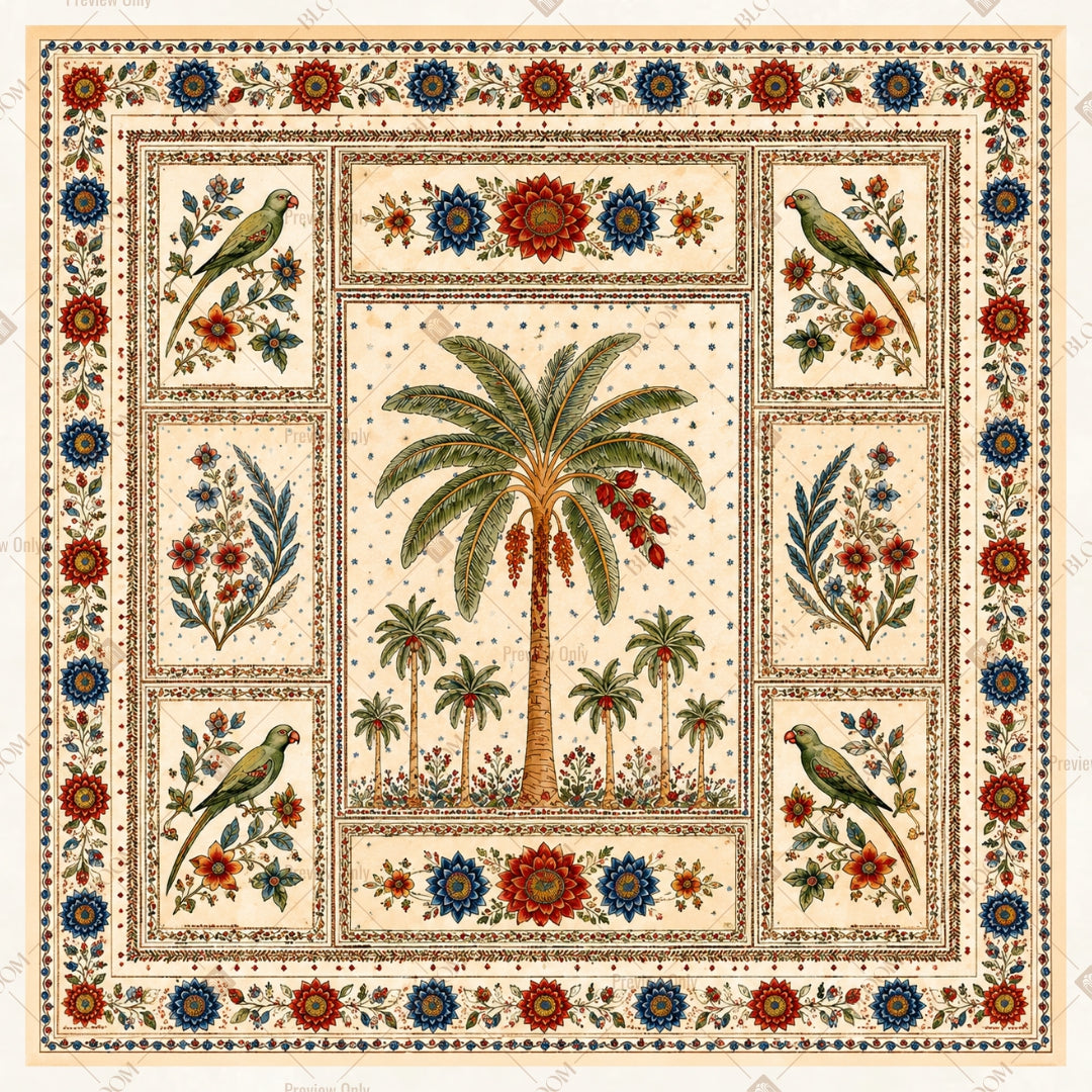 Royal Palm Courtyard Pattern Square Backdrop