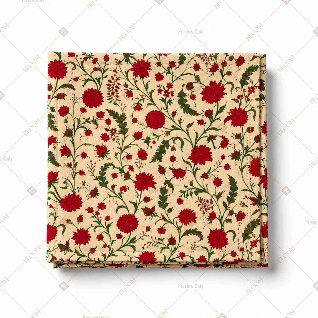 Red Floral Buta Pattern Design