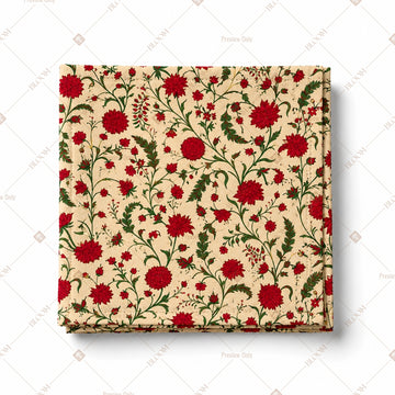 Red Floral Buta Pattern Design
