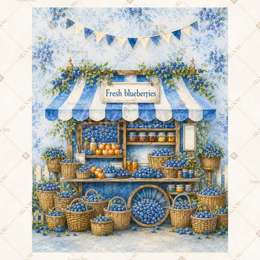 Blue Dessert Cart Party Portrait Rectangle Backdrop