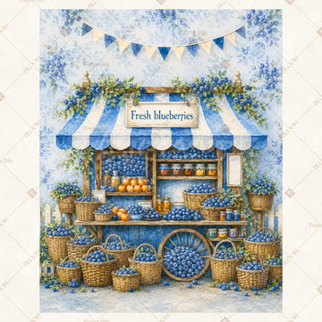 Blue Dessert Cart Party Portrait Rectangle Backdrop