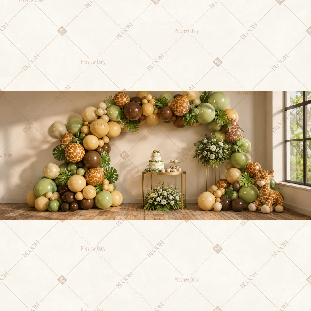 Rustic Balloon Celebration Arch Wide Backdrop