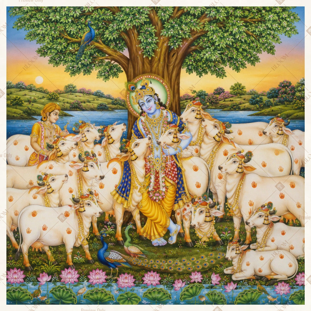 Krishna Tree of Life Square Backdrop