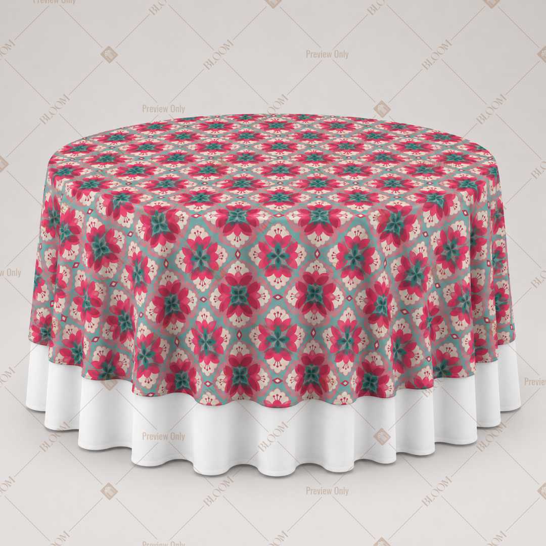 Pink Geometric Floral Table Overlay Pack of 6