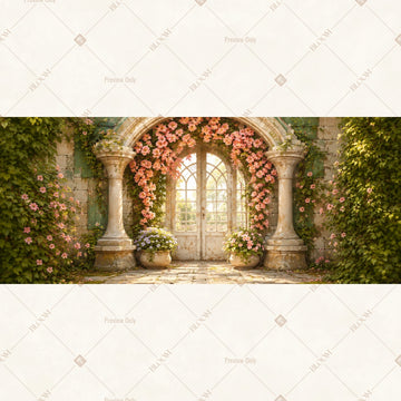 Romantic Garden Archway Wide Backdrop