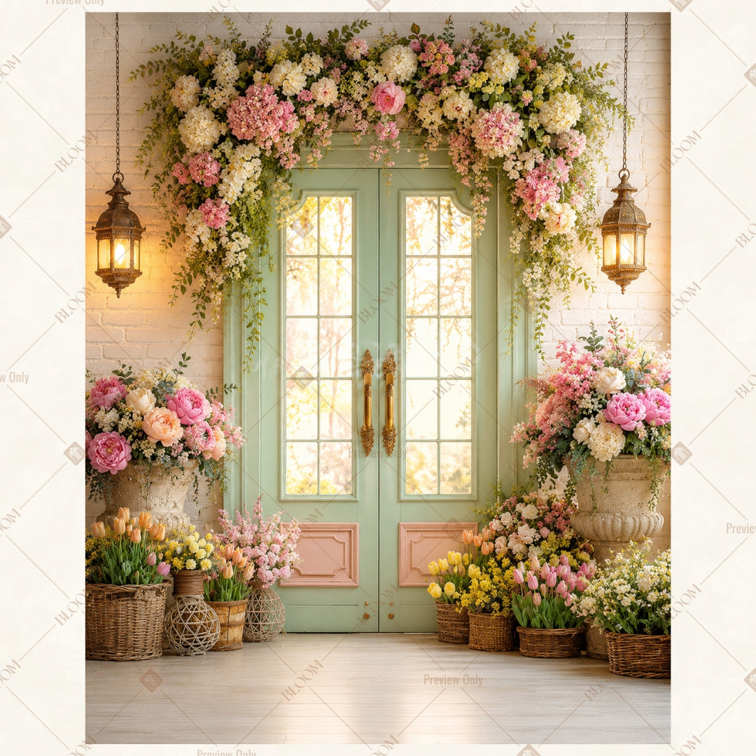 Luxury Floral Window Portrait Rectangle Backdrop