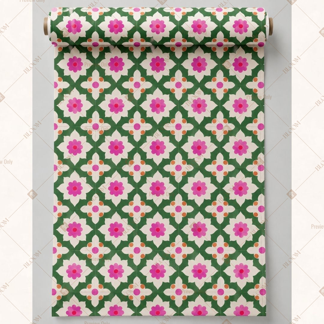 Pink Green Diamond Fabric Roll Pack of 25