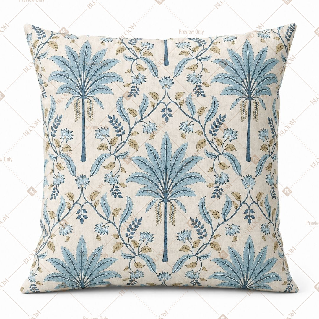 Blue Palm Botanical Cushion Cover Pack of 12