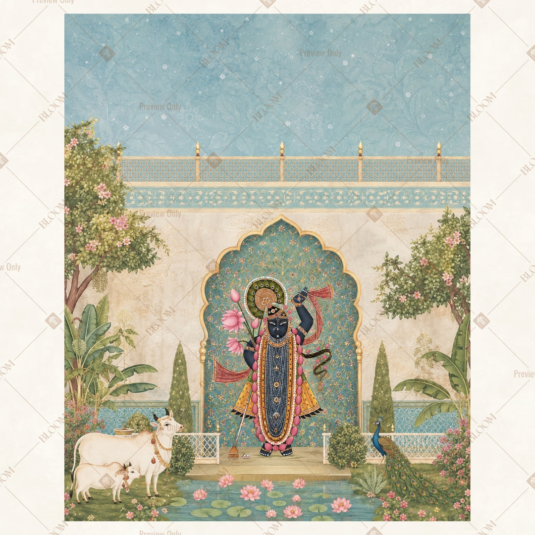 Krishna Temple Arch Portrait Rectangle Backdrop